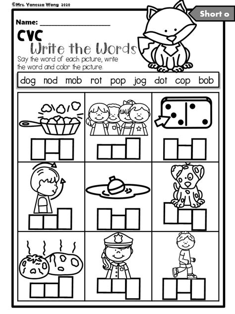 Phonics Worksheets Cvc Write The Words For Kindergarten And First Grade