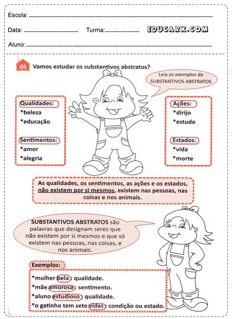 Educar X Atividades Substantivos Abstratos E Concretos