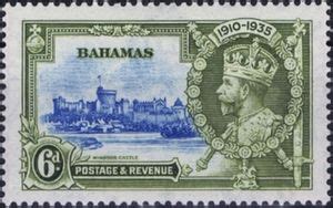 Stamp Windsor Castle And King George V Bahamas Silver Jubilee Of King