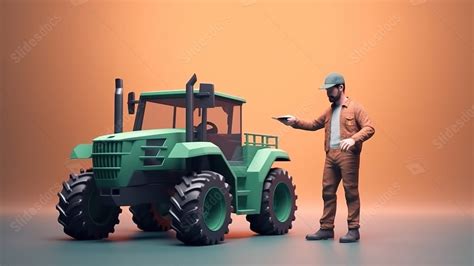 Fondo Revolucionando La Agricultura Ilustración 3D De Un Agricultor Que