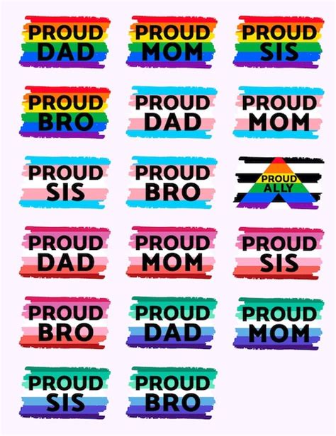 Premium Vector Proud Mom Dad Sister Brother Text With Lgbt Pride