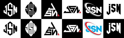 Premium Vector | JSN letter logo design in six style JSN polygon circle ...