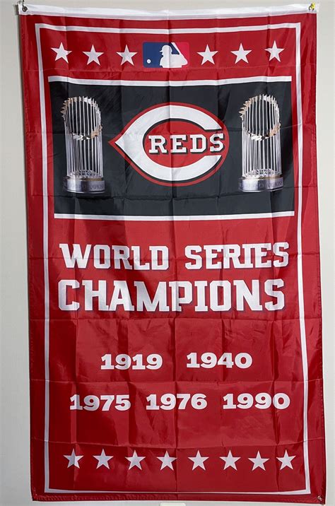 Cincinnati Reds World Series Championship Banner Flag Wall Art - Etsy