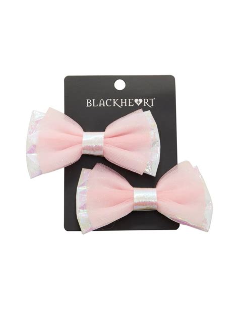 Blackheart Pink Iridescent Mesh Hair Bow Set Hot Topic