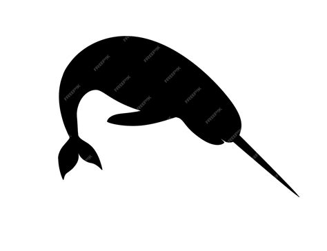 Premium Vector Black Silhouette Narwhalmonodon Monoceros Toothed