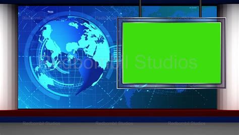 News 07 Broadcast TV Studio Green Screen Background Loopable Abstrak