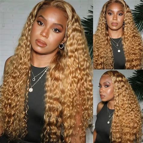Honey Blonde Water Wave Wear Go Glueless Lace Closure Density Color Wig BGMgirl BGMgirl