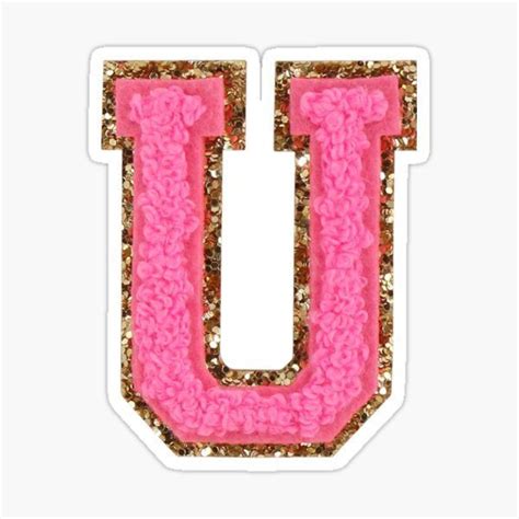 Preppy Hot Pink Varsity Letter U Sticker For Sale By Riley