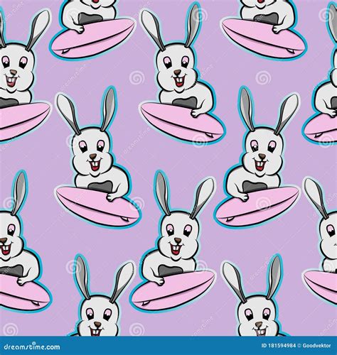 Rabbit Go Surfing Happy Funny Bunny And Surf Board Animal Cute Pet