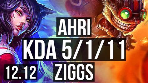 AHRI Vs ZIGGS MID Rank 1 Ahri 5 1 11 1 0M Mastery Rank 24 TR