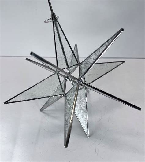 Moravian Star Tree Topper Clear Glue Chip Glass 12 Point Christmas Gift