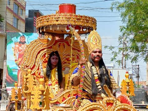 Youth Walking In The Procession Shouting Jai Nishadraj Saffron Flags