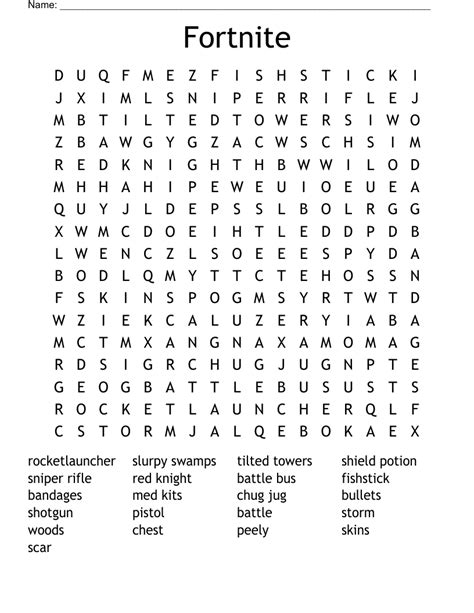 Fortnite Word Searches