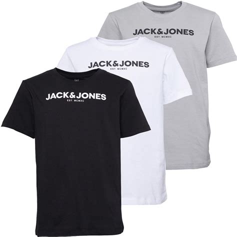 Buy JACK AND JONES Boys Harry Three Pack T-Shirts White/Black/Alloy