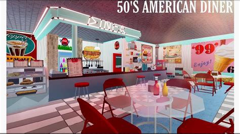 American 50s Diner I Restaurant I Bloxburg Speedbuild I Roblox Youtube