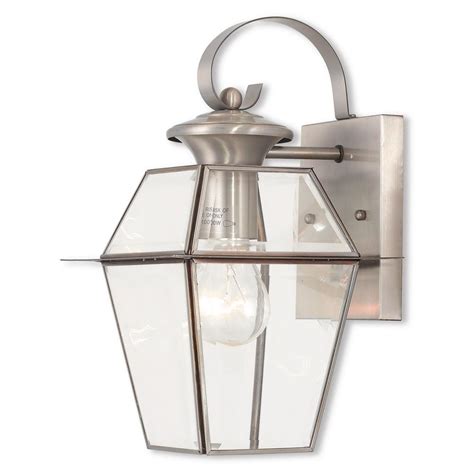 Livex Lighting Westover 1 Light Brushed Nickel Outdoor Wall Mount Lantern 2181 91 The Home Depot