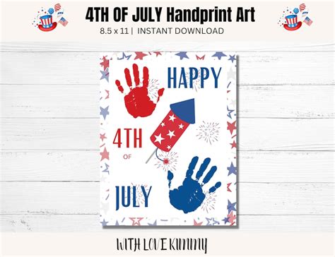 4th Of July Handprint Activity Fourth Of July Printable Etsy