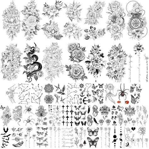 Buy Yazhiji 49 Sheets Temporary Tattoos Sticker Large Sexy Flowers