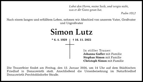 Traueranzeigen von Simon Lutz Allgäuer Zeitung