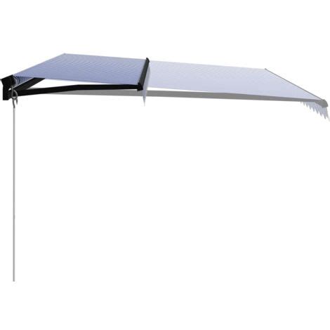 Toldo manual retráctil azul y blanco 500x300 cm