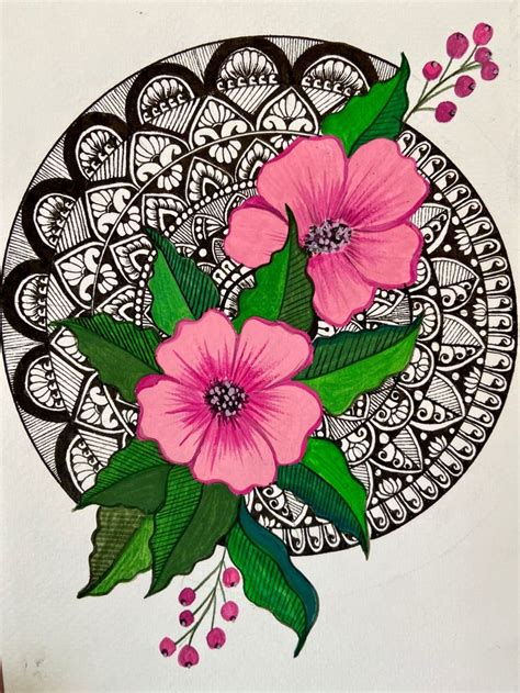 Floral Pink Mandala Mandala Artwork Mandala Drawing Mandala Art Lesson