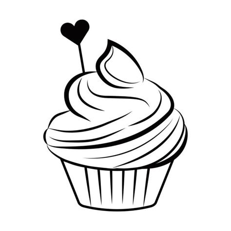 Cupcake Line Silhouettes Illustrations Royalty Free Vector Graphics