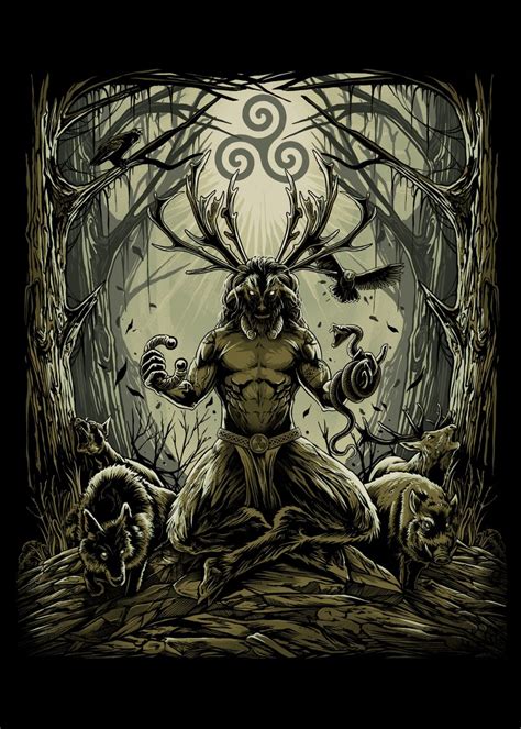 Celtic Mythology Cernunnos Poster Picture Metal Print Paint By