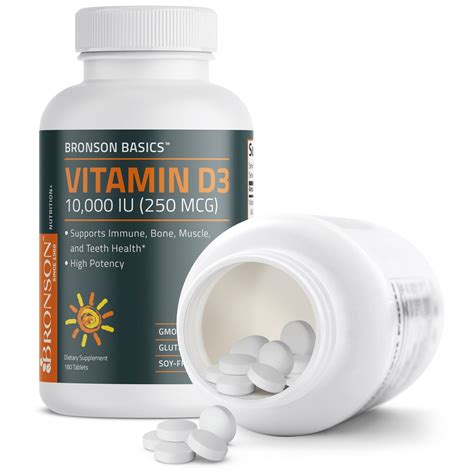 Vitamin D3 10 000 Iu 250 Mcg 180 Tablets Bronsonlabs