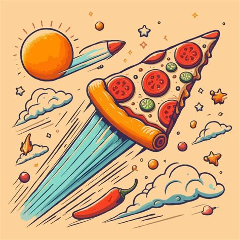 Ilustración vectorial de dibujos animados de pizzería voladora concepto