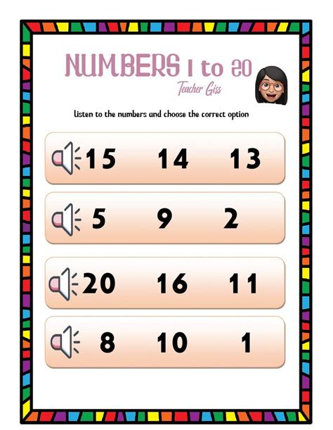 Numbers 1 20 Activity For Preescolar Live Worksheets