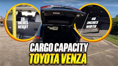 Toyota Venza True Cargo Capacity Given In Inches Youtube