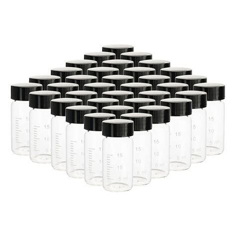 Csfglassbottles 36pcs 20ml Clear Small Glass Vials With Scale Black