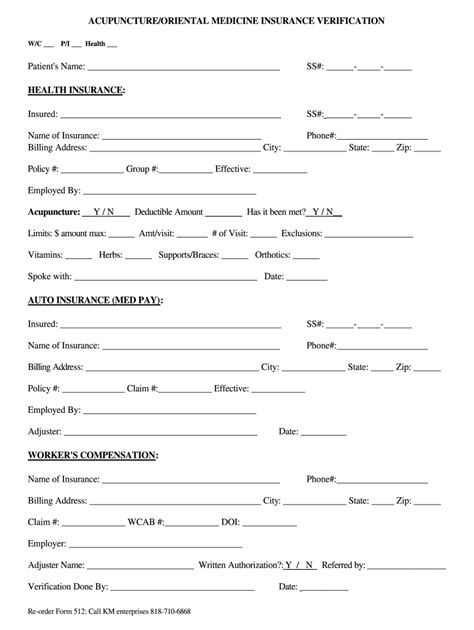 Free Printable Insurance Verification Form Fill Out And Sign Online Bogiolo