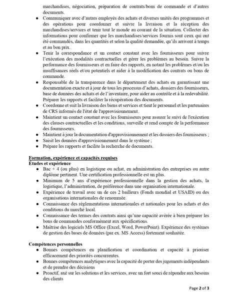 Catholic Relief Services Recrute Un E Charg E Des Achats