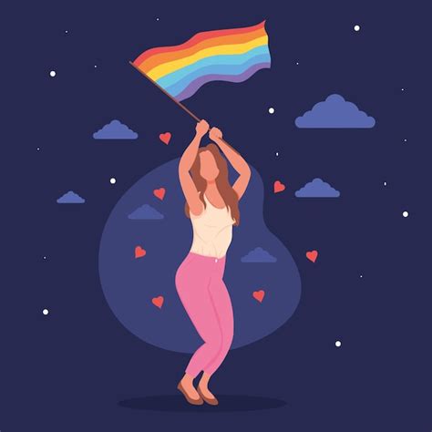 Premium Vector Lesbian Dancing With Flag