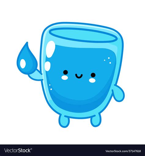 Cute Funny Happy Water Glass Character Hold Aqua Vector Image