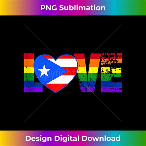 Love Heart Puerto Rico Rican Boricua Flag Gay Pride Rainbow Inspire