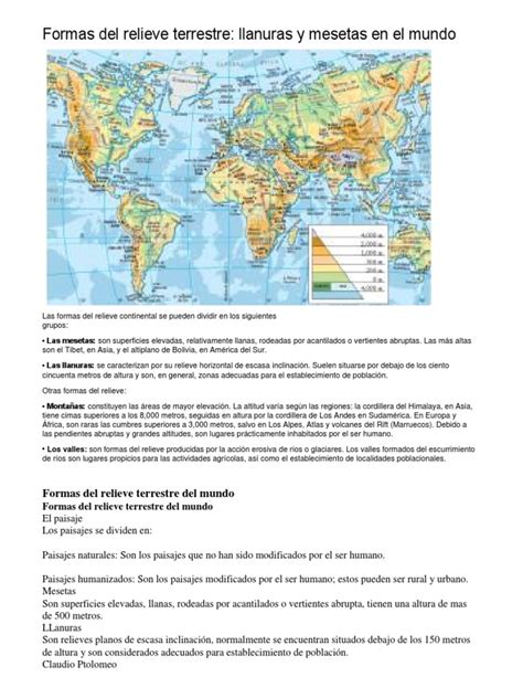 Formas Del Relieve Terrestre Pdf Tierra Clima