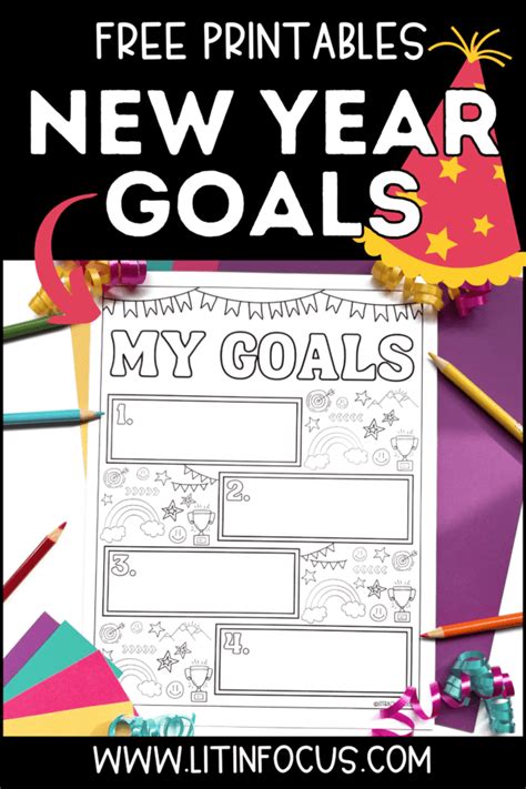 Free Goal Worksheet And Happy New Year Coloring Pages For Kids