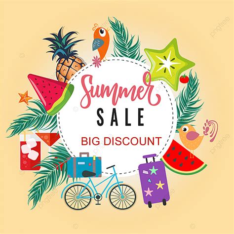 Summer Sale Vector Banner Design For Promotion With Colorful Beach