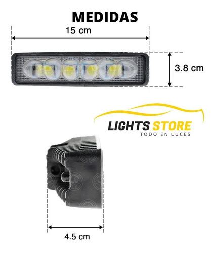 Faro Barra 6 Led Lupa Bicolor Blanco ámbar Fijo estrobo Pvc Meses sin