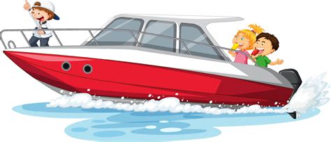 Children On A Speed Boat Cartoon 4384734 Vector Art At Vecteezy