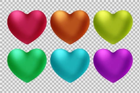 Conjunto De Corazones Rojos 3d Aislado Sobre Un Fondo Blanco Vector