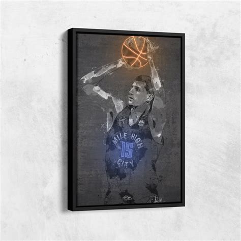 Nikola Jokic Poster Neon Effect Denver Nuggets NBA Hand Made Poster