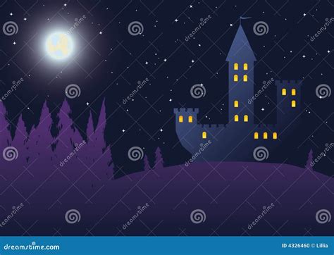 Night Background with Castle Stock Vector - Illustration of color ...