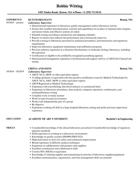 Sample Resume Supervisory Skills