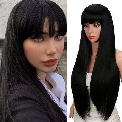 Straight Bangs Long Black Hair