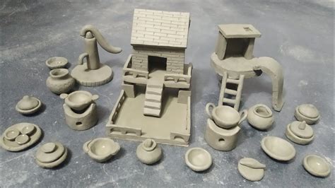 Diy How To Make Polymer Clay Miniature Village House Kitchen Set