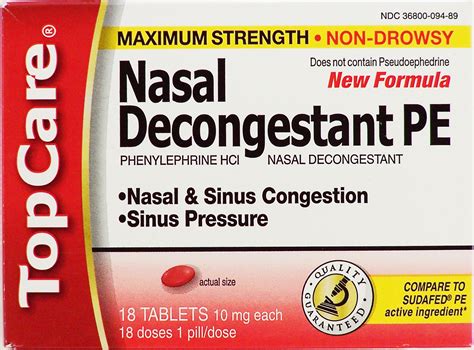 Groceries Product Infomation For Top Care Nasal Decongestant Pe Maximum Strength