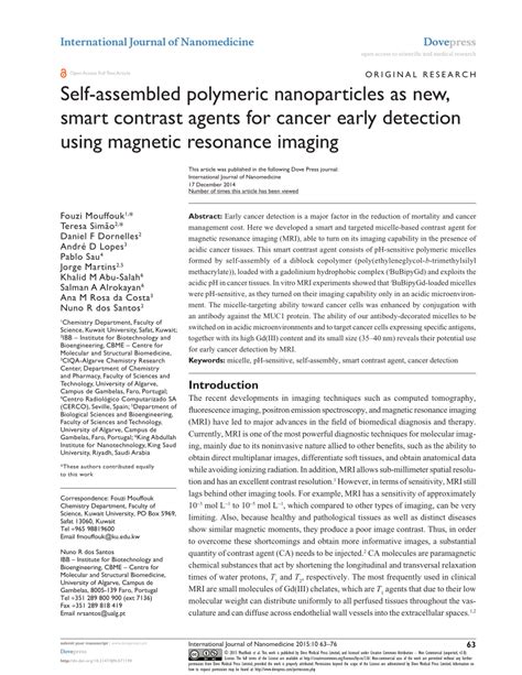 PDF Self Assembled Polymeric Nanoparticles As New Smart Contrast